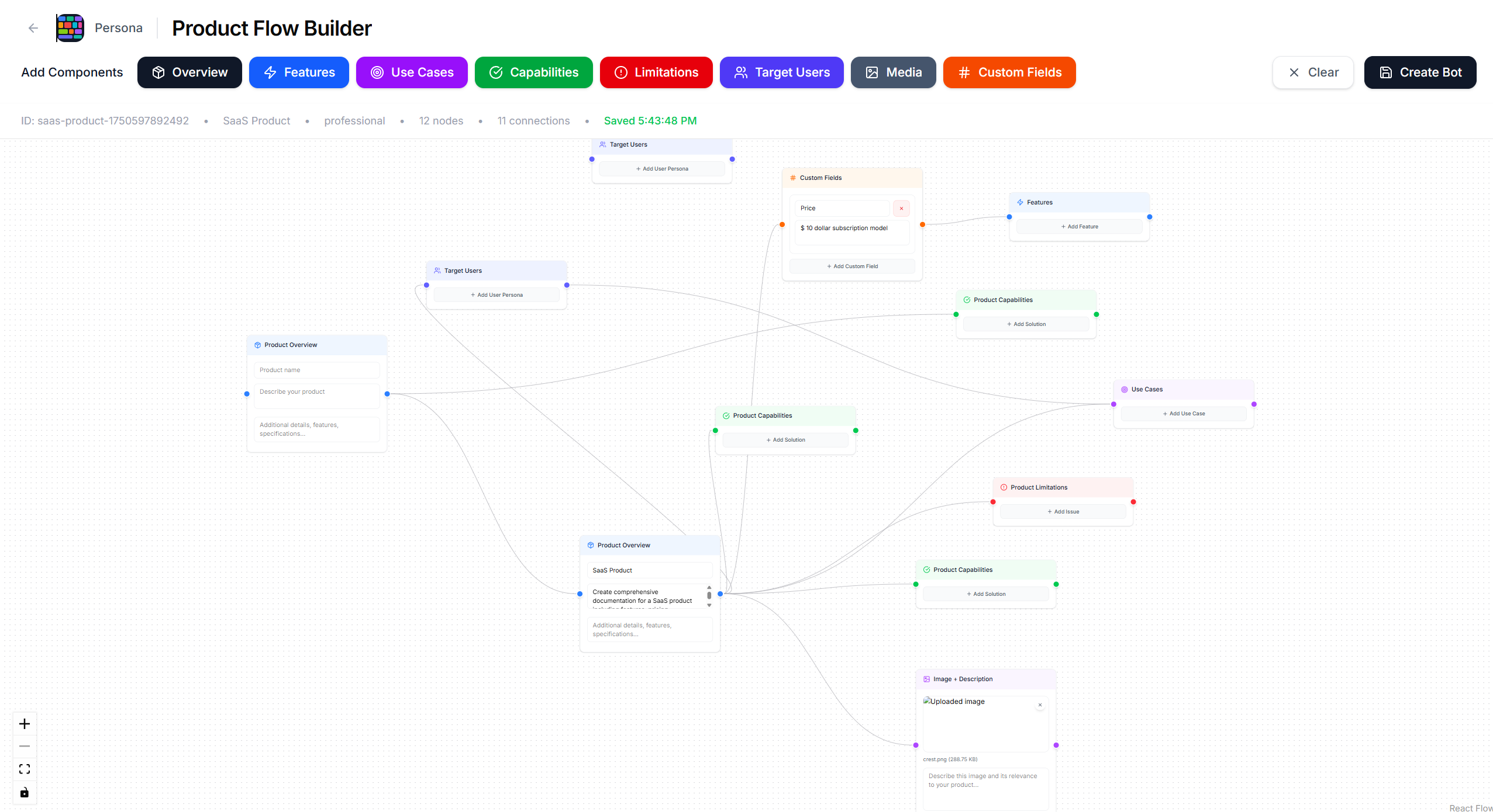 Visual flow builder interface
